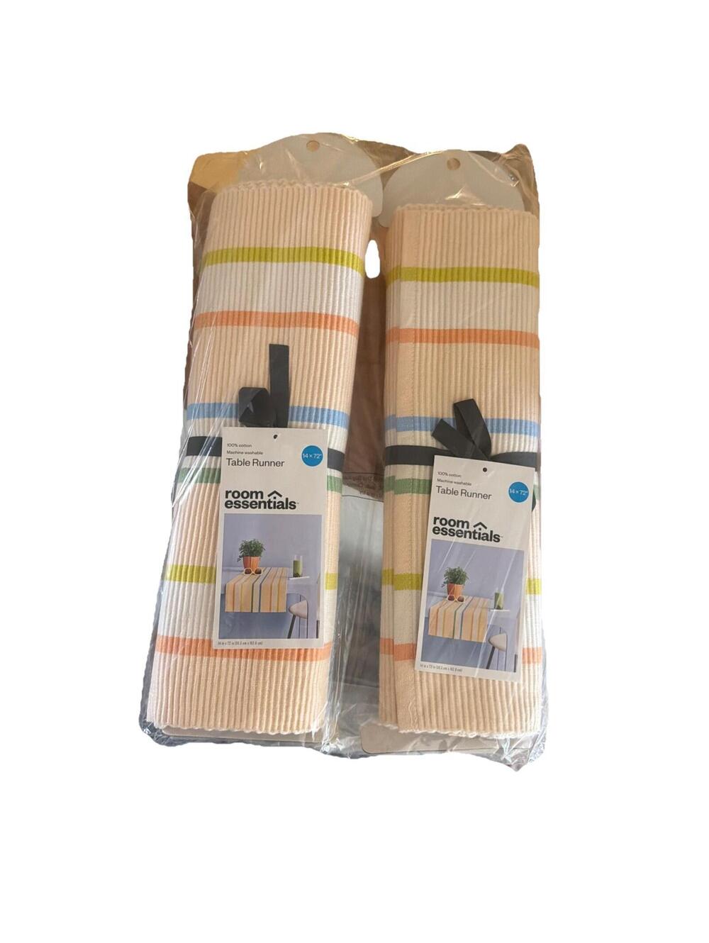 Room Essentials Striped Table Runner Set of 2 Multicolor Cotton 14x72in
